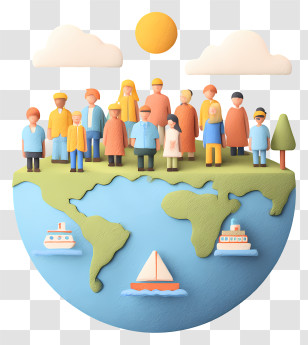 Global Population Awareness - Global Community On A Colorful World Transparent PNG