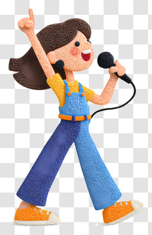 Girl Performing Karaoke - Singing Girl With Microphone Transparent PNG