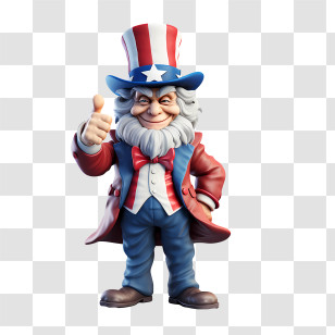 Uncle Sam Day - Cartoon Uncle Sam Character With Patriotic Gesture Transparent PNG
