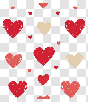 Heart Pattern Background - Lovely Red And Beige Hearts Pattern Transparent PNG