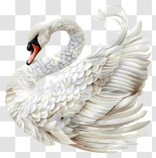 White Swan - Graceful White Swan With Elegant Feathers Transparent PNG