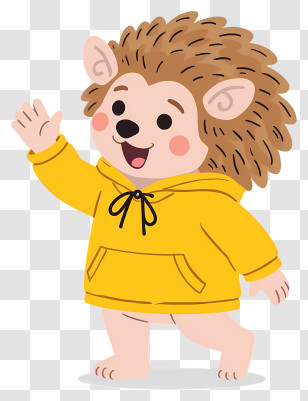 Cartoon Hedgehog - Hedgehog In Yellow Coat Cartoon Illustration Transparent PNG