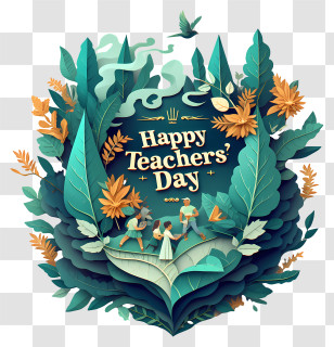 Happy Teachers Day - Happy Teachers' Day Leafy Greeting Transparent PNG