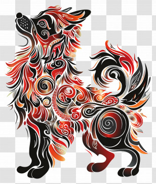 Chinese Zodiacs - Colorful Decorative Dog With Abstract Patterns Transparent PNG