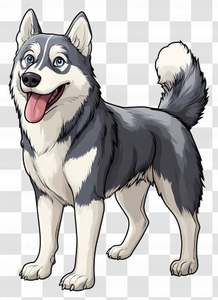 Dog Husky - Playful Siberian Husky Cartoon Illustration Transparent PNG