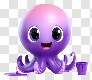 Octopus - Playful Purple Octopus Painting Transparent PNG