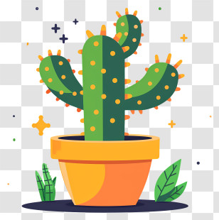 Cactus In Pot - Cartoon Style Cute Potted Cactus Transparent PNG