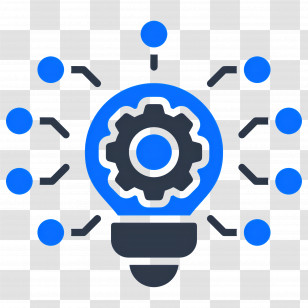 Innovation - Light Bulb With Gear And Connections Transparent PNG