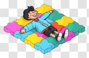 Child - Happy Child On Colorful Puzzle Mat Transparent PNG