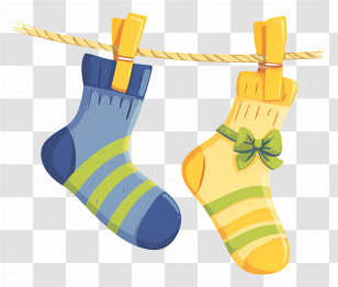 Down Syndrome - Striped Socks Hanging On Clothesline Illustration Transparent PNG