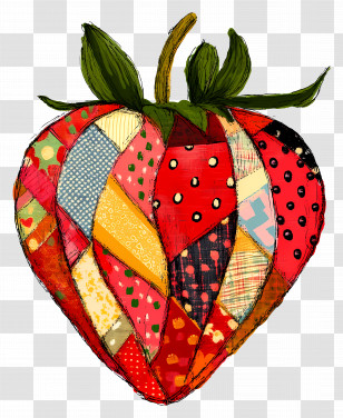 Patchwork Strawberry - Patchwork Strawberry Illustration Transparent PNG