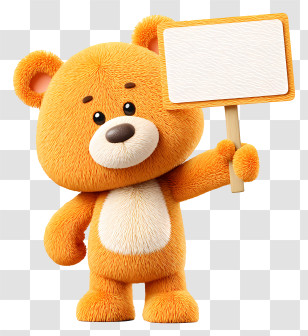 Teddy Bear Holding Sign - Cartoon Bear Holding Blank Sign Transparent PNG