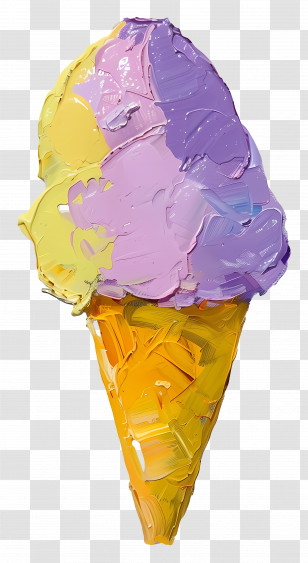 Oil Painting - Colorful Abstract Ice Cream Cone Transparent PNG
