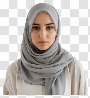Real Hijab Girl - Woman In Light Gray Hijab With Poised Look Transparent PNG