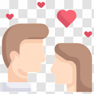 Couple Kissing - Romantic Couple Emoji With Hearts Transparent PNG