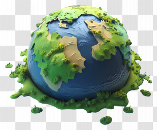 Cartoon Earth - Earth Globe With Nature Transparent PNG