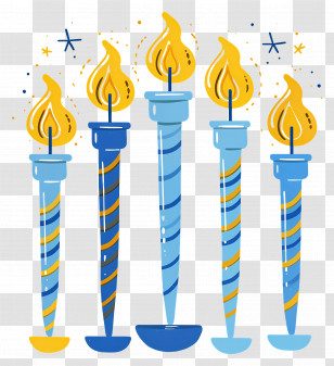 Hanukkah Candles - Colorful Striped Candles Transparent PNG