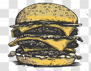 Animated Burger - Illustrated Cheeseburger With Layers Transparent PNG