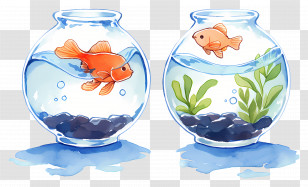 Goldfish Jumping - Goldfish In Bowl Transparent PNG