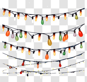 Christmas Lights - Colorful String Lights For Decor Transparent PNG