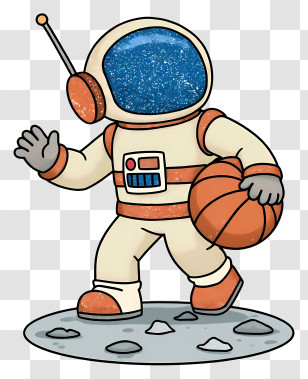 Astronaut Playing Basketball - Astronaut Playing Basketball Transparent PNG