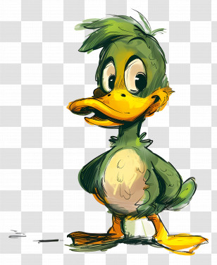 Cartoon Duck - Cartoon Green Duck Illustration Transparent PNG