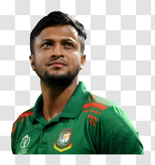 Shakib Al Hasan - Cricketer In Green Jersey Illustration Transparent PNG