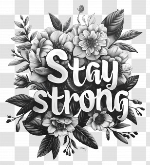 Stay Strong - Stay Strong Text With Floral Design Transparent PNG