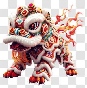 Chinese New Year - Lion Dance Traditional Costume Illustration Transparent PNG