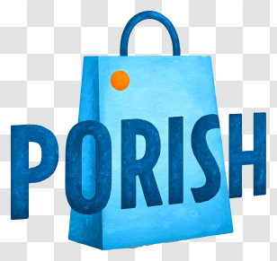 Porish Logo - Blue Shopping Bag Logo Text Transparent PNG