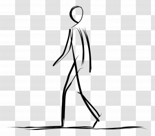 Stick Figure Walking - Dynamic Stick Figure Walking Sketch Illustration Transparent PNG