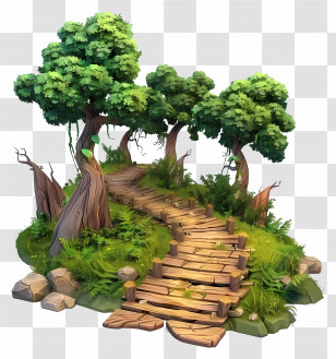 Forest Walkway - Curved Wooden Pathway In A Forest Transparent PNG