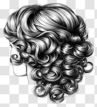 Wig - Black And White Curly Hairstyle Illustration Transparent PNG