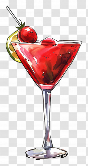 Red Cocktail - Martini Cocktail With Bright Red Drink Transparent PNG