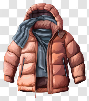 I Apologize - Brown Winter Jacket With Accompanying Scarf Transparent PNG