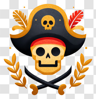 Jolly Roger - Pirate Skull With Hat Transparent PNG