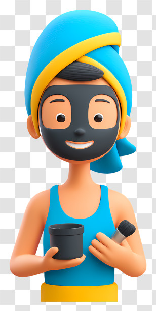 Woman Applying Black Facial Mask - Spa Self-care Woman Illustration Transparent PNG