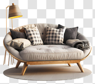 Sofa - Comfortable Cozy Sofa With Cushions Transparent PNG