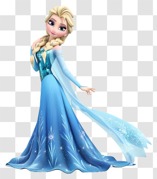 Elsa - Princess In Blue Dress Cartoon Illustration Transparent PNG