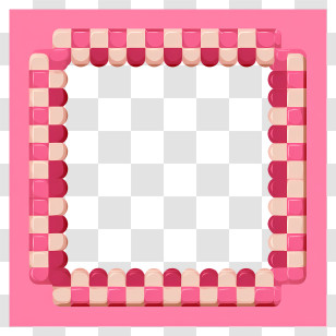 Pink Checkered Frame - Pink Square Frame With Teeth Design Transparent PNG