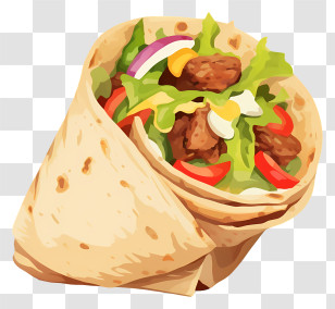 Burrito - Delicious Shawarma Wrap With Vegetables Transparent PNG