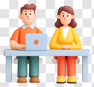 Couple Working At Laptop Transparent PNG