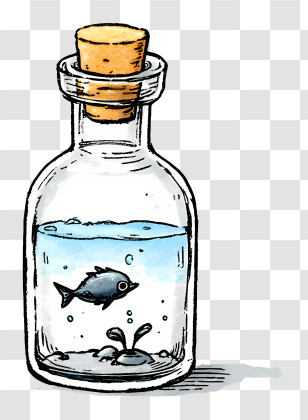 Antique Glass Jar - Fish Swimming In A Bottle Transparent PNG