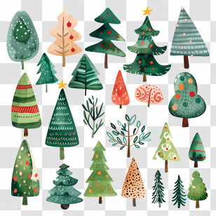 Christmas Tree - Collection Of Decorative Christmas Trees Illustration Transparent PNG