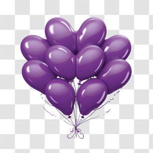 Purple Heart Day - Purple Heart-Shaped Balloons Cluster Transparent PNG
