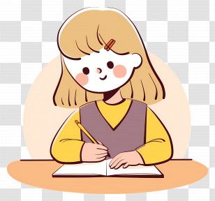 Student Writing - Girl Writing In Notebook Transparent PNG