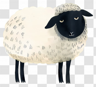 Black And White Sheep Cartoon - Cartoon Illustration Of A Black And White Sheep Transparent PNG