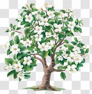 Flower Tree - Blooming Tree With White Flowers Transparent PNG