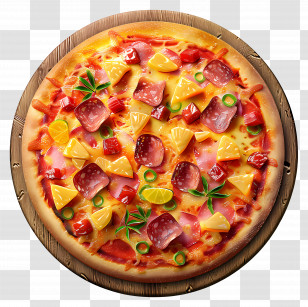 Hawaiian Pizza - Decorative Pizza Illustration With Colorful Toppings Transparent PNG