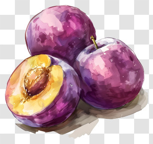 Plums - Juicy Purple Plums With A Slice Transparent PNG